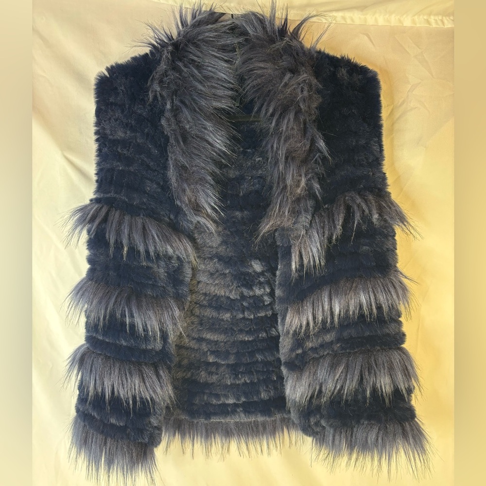 Love Token‎ Faux Rabbit Fur Blue Soft Vest